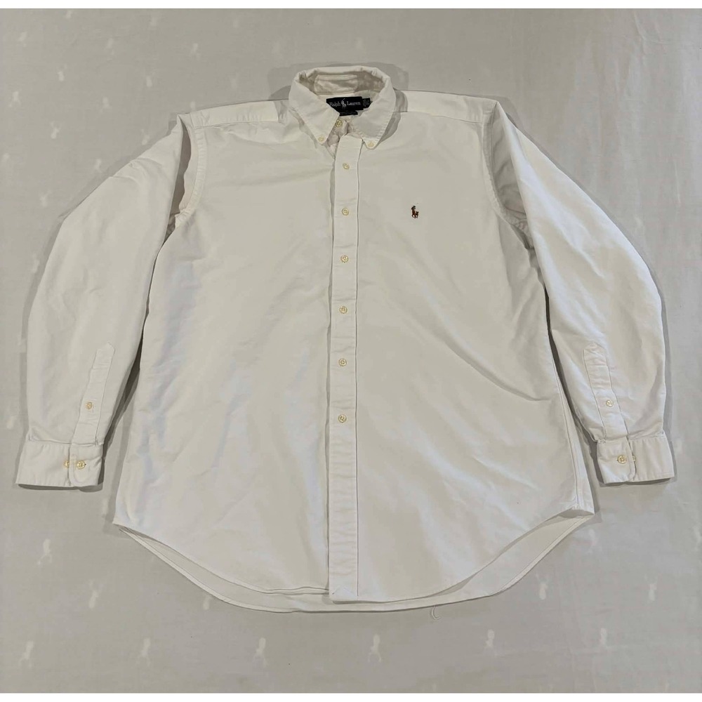 Ralph Lauren Yarmouth Mens White Cotton Oxford Button Down Shirt 16.5 36/37